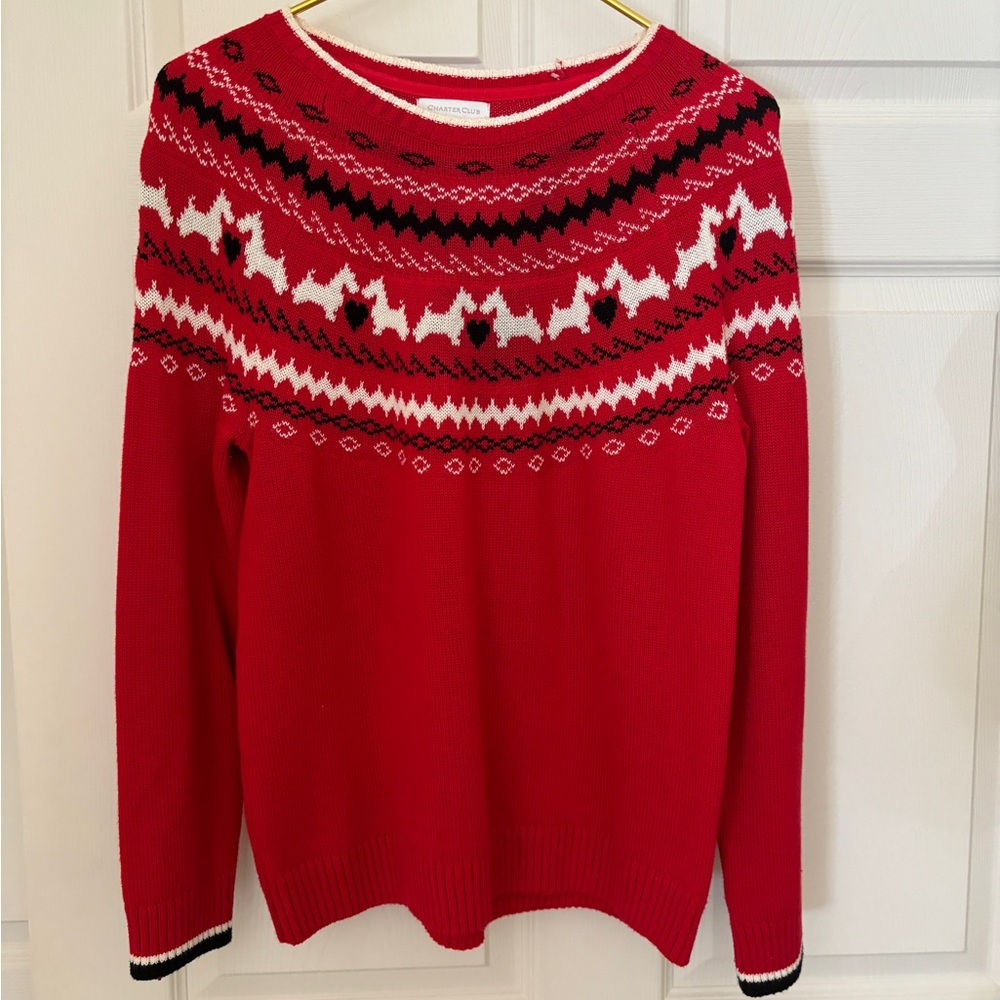 Charter Club Ladies Scotty Dog  Sweater Size M